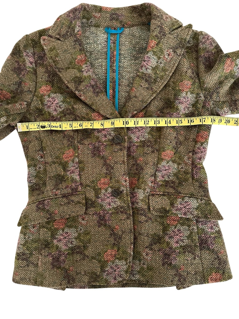 Etro Milano Wool Blend Jacket Blazer Mossy Green Floral Size 44 - Picture 8 of 12